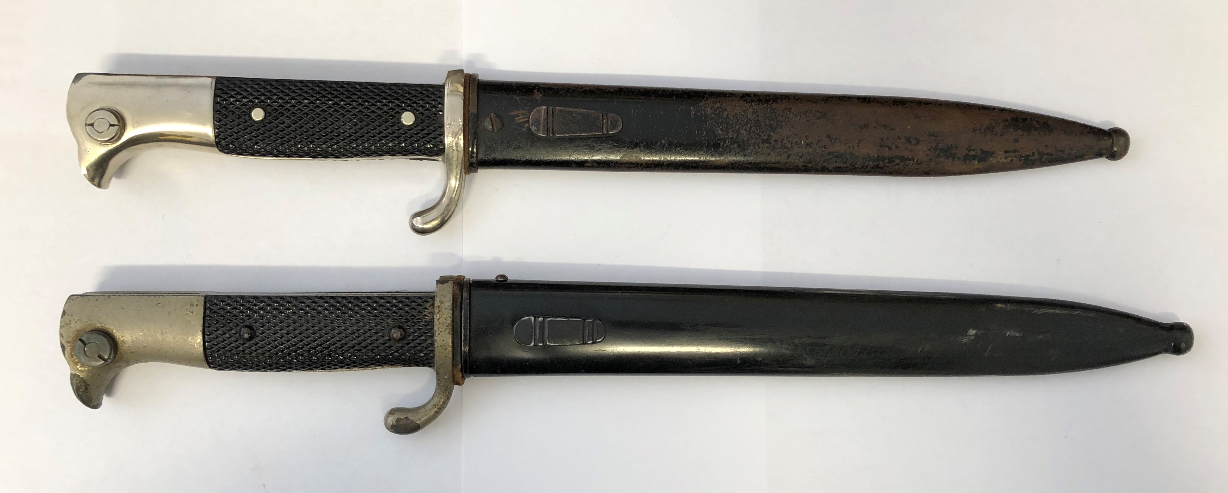 TWO WWII GERMAN DRESS BAYONETS IN SCABBARDS -ONE WITH ENGRAVED BLADE - Image 2 of 12