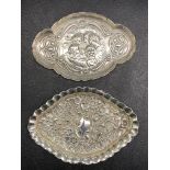 SILVER NAVETTE EMBOSSED PIN DISH BIRMINGHAM 1.