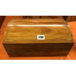 20 TH CENTURY WALNUT BRASS LINE INLAID DOMED BOX