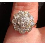 GOLD AND PLAT DIAMOND CLUSTER RING 3.