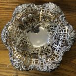 SILVER FILIGREE BONBON DISH WITH SCROLL BORDERS. BIRMINGHAM 1894? 5.