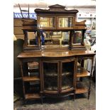 EDWARDIAN WALNUT CROSSBANDED MIRROR BACKED CHIFFONIER CABINET 139CMX183CM HIGH X45CMDEEP