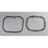 9CT GOLD ROPE TWIST BRACELET 19CM AND 9CT ROSE GOLD THREE COLOURED BRACELET 18CM 5.