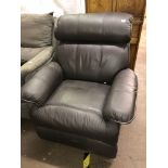 BROWN LEATHER RECLINING ARMCHAIR
