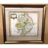 PRINT - MAP OF WARWICKSHIRE 17TH CENTURY BY ROBERT MORDEN 37CM X 43CM APPROX