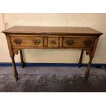 COTSWOLD OAK STYLE THREE DRAWER SIDE TABLE