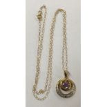 9CT GOLD AMETHYST CRESCENT PENDANT ON FINE TRACE CHAIN 2.