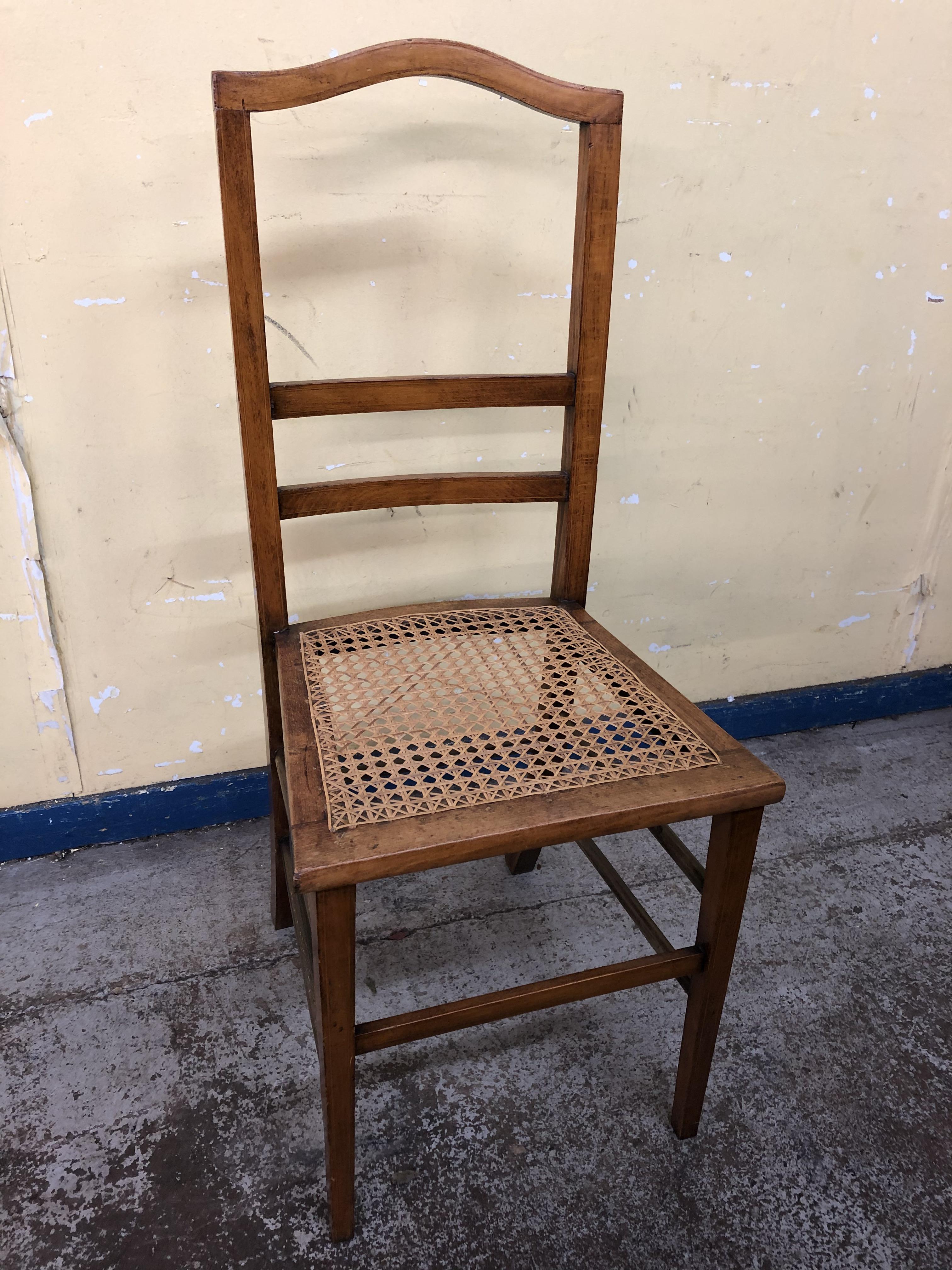 EDWARDIAN BEECH BARLEY TWIST AND CANE SEATED LOW CHAIR AND BEDROOM CHAIR - Image 4 of 4