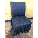 BLUE BROCADE RE-COVERED BEDROOM CHAIR