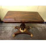 GOOD QUALITY MAHOGANY VICTORIAN PARCEL GILT PEDESTAL SIDE TABLE