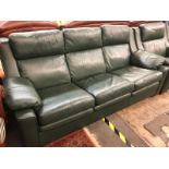 BOTTLE GREEN LEATHER THREE PIECE SUITE