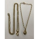 9CT GOLD BELCHER LINK CHAIN WITH COFFEE BEAN CHARM AND A 9CT GOLD BELCHER LINK CHAIN WITH PENDANT 4.