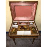 GOOD QUALITY BURR WOOD AND PAINTED NEEDLEWORK BOX BEIDERMEIER STYLE