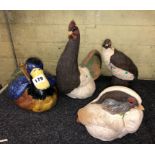 GUY HOLDER STUDIO POTTERY COCKEREL AND BIRD FIGURES