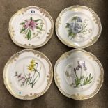 FOUR SPODE FINE BONE CHINA BOTANICAL SPRAY PLATES