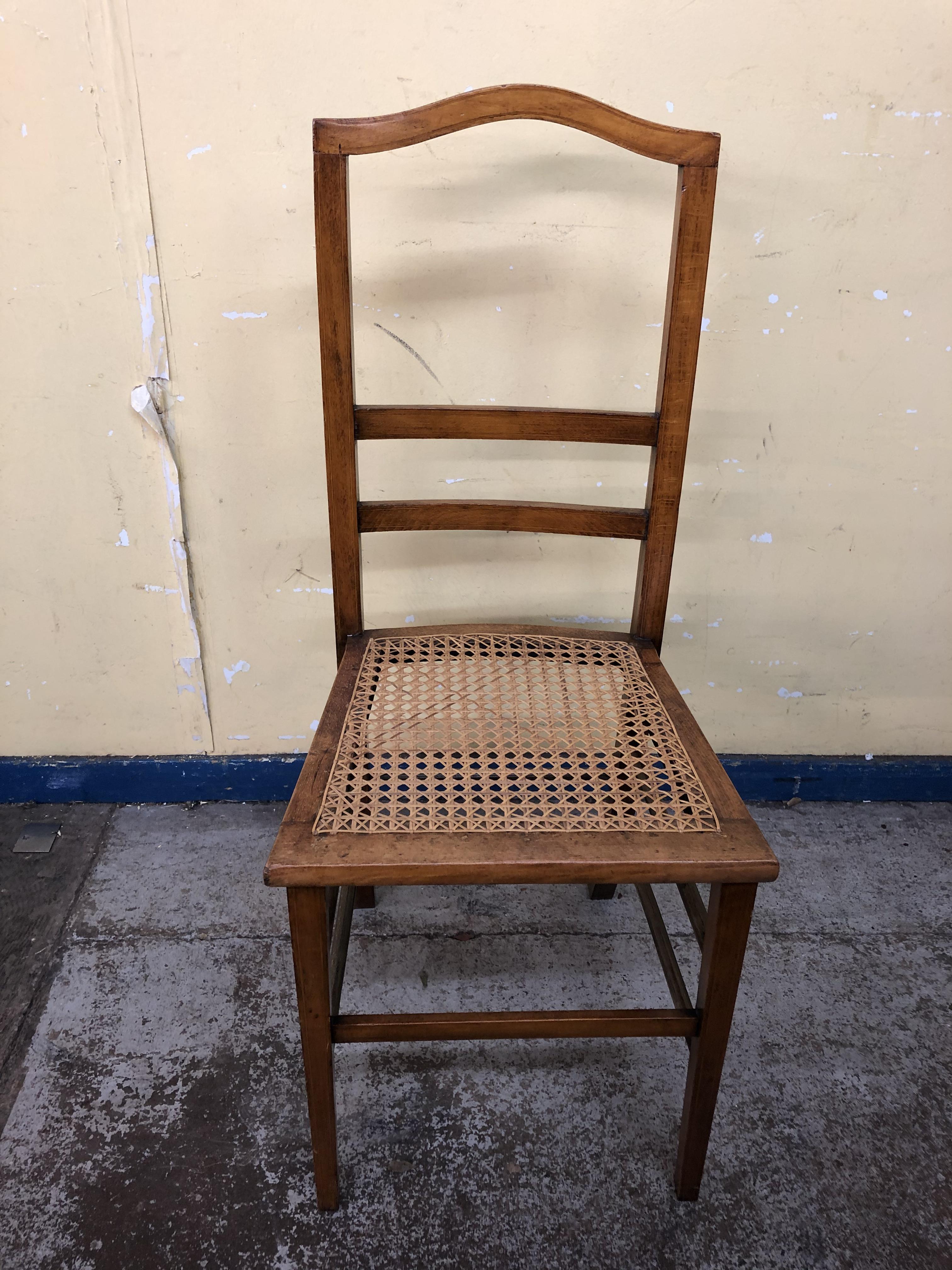 EDWARDIAN BEECH BARLEY TWIST AND CANE SEATED LOW CHAIR AND BEDROOM CHAIR - Image 2 of 4