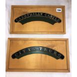 LIMITED EDITION 14/750 NAME PLATE OF LOCOMOTIVE CITY OF TRURO AND 50/750 CAERPHILLY CASTLE