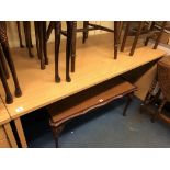 BEECH OFFICE DESK WITH TWO FREE STANDING THREE DRAWER PEDESTAL CHESTS OF DRAWERS