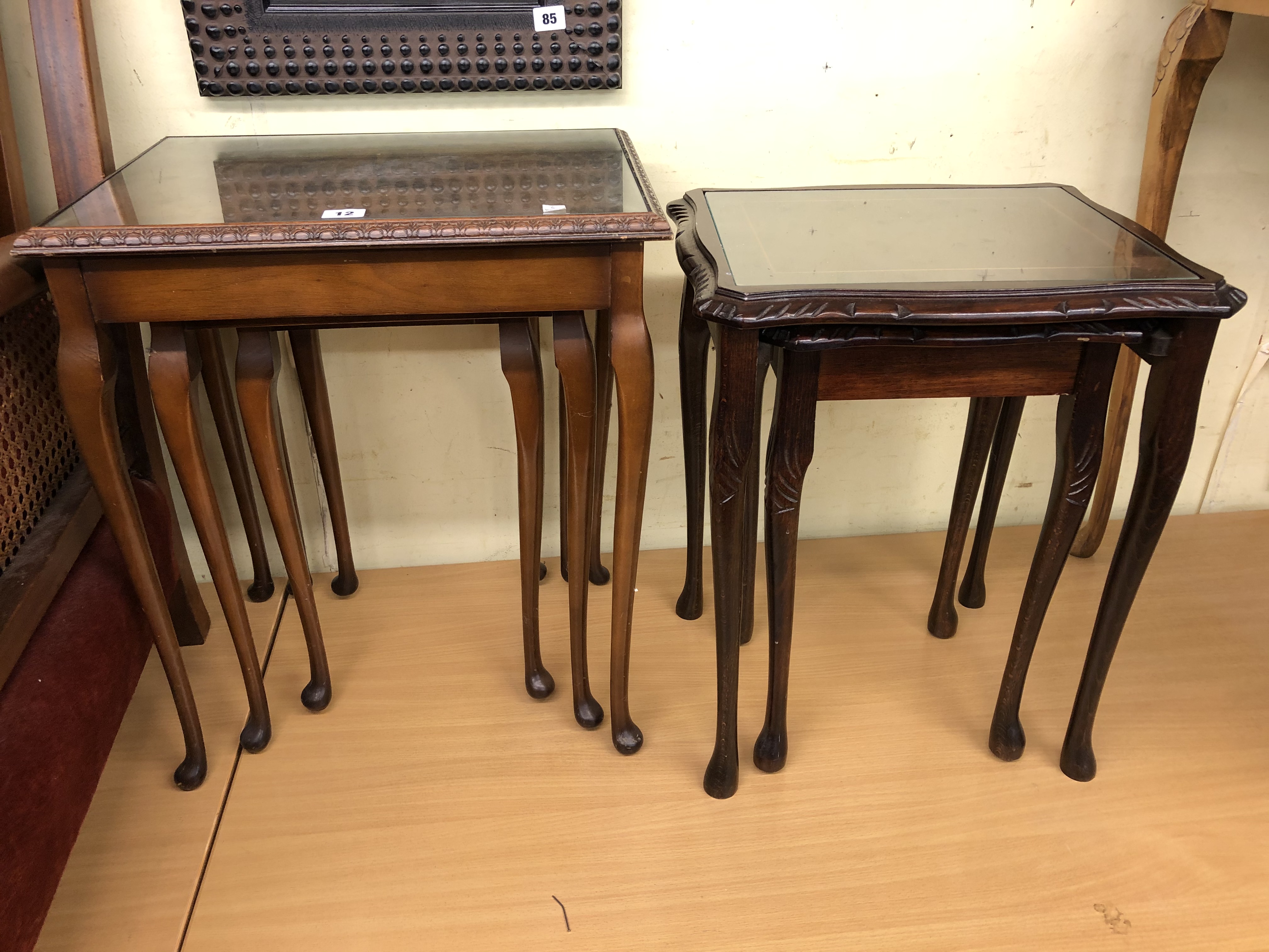 NEST OF THREE WALNUT TABLES