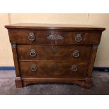 SUPERB QUALITY FRENCH EMPIRE STYLE CHEST OF THREE DRAWERS