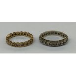 UNMARKED WHITE METAL ETERNITY BAND AND A 9CT GOLD ETERNITY BAND 4.