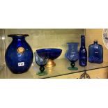 BRISTOL BLUE SELECTION OF GLASSWARES AND GOBLETS