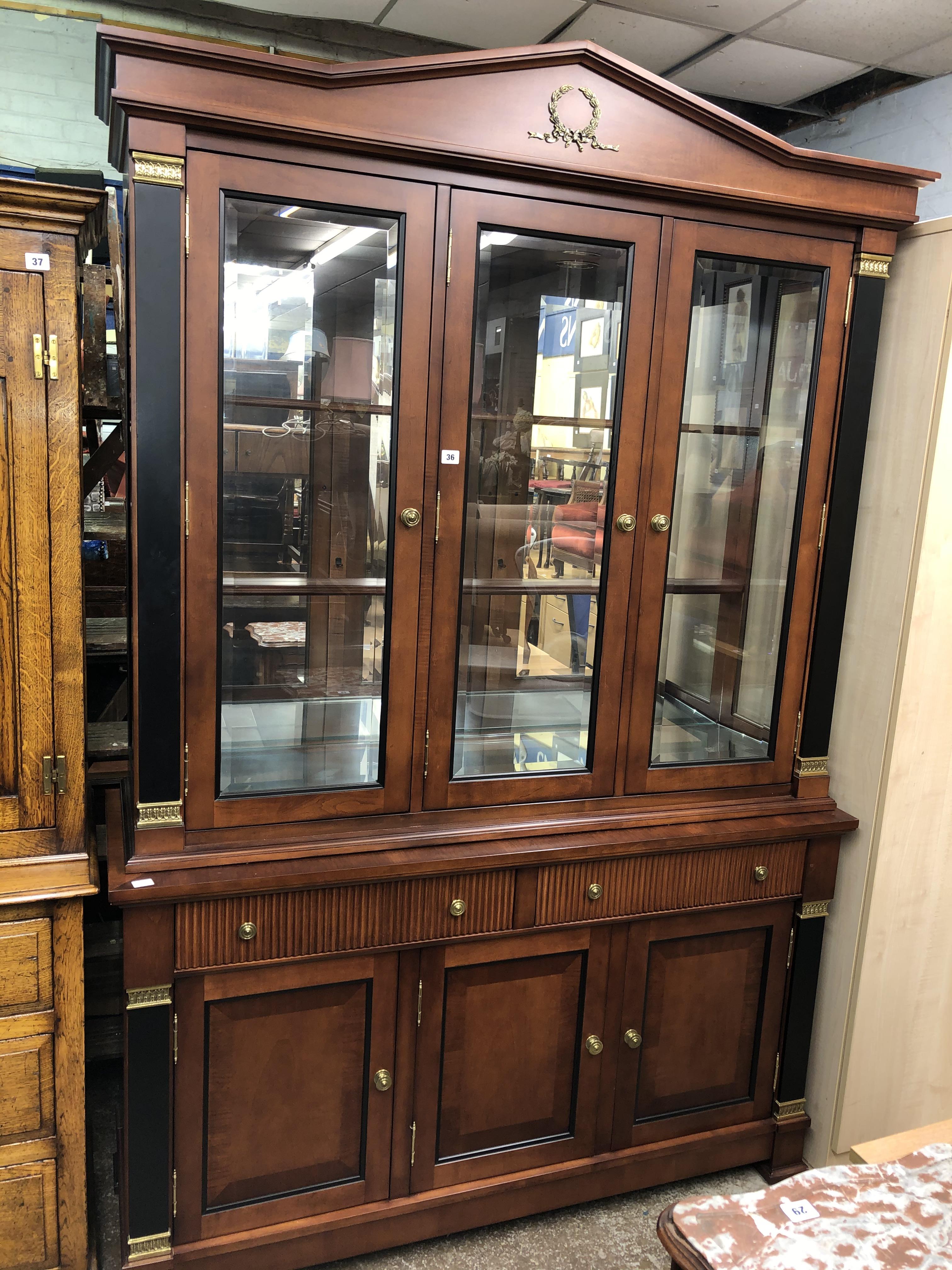 GOOD QUALITY MAHOGANY AND FRENCH EMPIRE STYLE GLAZED VITRINE