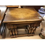 GOOD QUALITY NEST OF THREE OAK TABLES