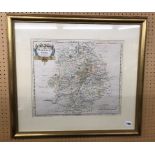 PRINT - MAP OF WARWICKSHIRE 1695/1750 BY ROBERT MORDEN 44CM X 37CM APPROX