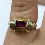 GOLD RUBY AND DIAMOND SET RING SIZE I 3G APPROX