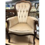 VICTORIAN STYLE BUTTON BACK UPHOLSTERED ARMCHAIR