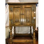 REPRODUCTION OAK LINENFOLD HUTCH CUPBOARD