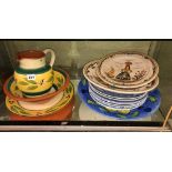 SELECTION OF BLUE AND WHITE POTTERY PLATES, FAIENCE PLATES,