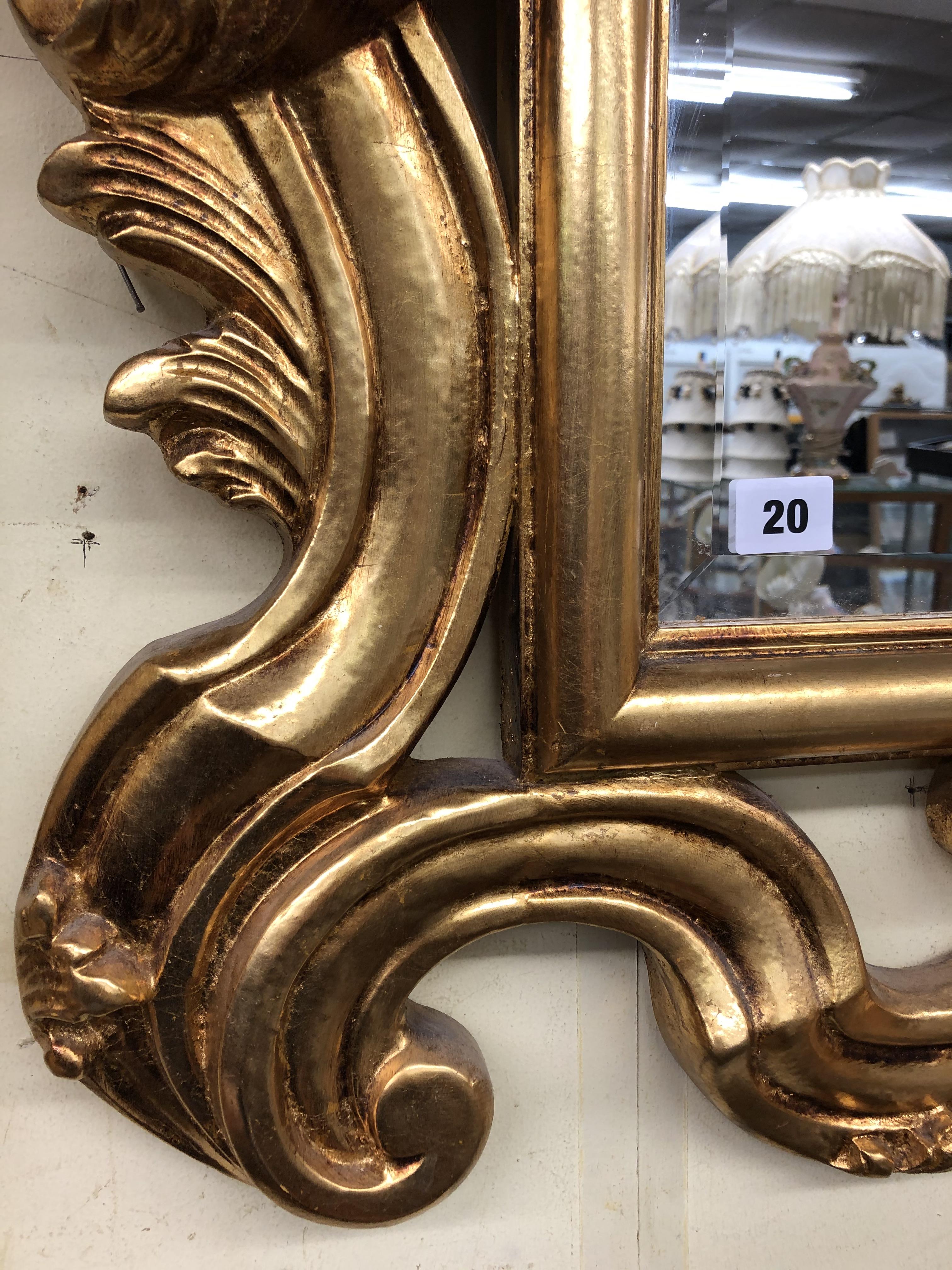 GOLD BURNISHED ACANTHUS SCROLL BEVELLED PLATE MIRROR - Image 2 of 3