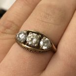 9CT GOLD THREE CZ STONE RING 3G APPROX SIZE L