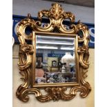 GOLD BURNISHED ACANTHUS SCROLL BEVELLED PLATE MIRROR