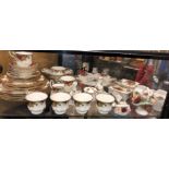 SHELF OF ROYAL ALBERT OLD COUNTRY ROSES TEA SET AND DINNER PLATES,