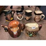 ROYAL DOULTON CHARACTER JUGS - THE BEEFEATER, PIED PIPER, JOHN PEEL, SAM JOHNSON,