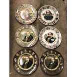 SIX ROYAL DOULTON SERIES WARE PLATES - FOUR CHARLES DICKENS, ONE SHAKESPEARE,