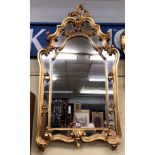 BURNISHED GOLD ACANTHUS CARTOUCHE SHAPED MIRROR