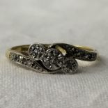 18CT GOLD PLAT DIAMOND ILLUSION CROSSOVER RING 3G APPROX SIZE L