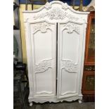 SIMILAR WHITE PAINTED CARVED ARMOIRE