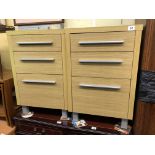 PAIR OF OAK EFFECT THREE DRAWER BEDSIDE CHESTS