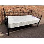 BLACK WROUGHT IRON GLASS FINIAL SINGLE DAY BED