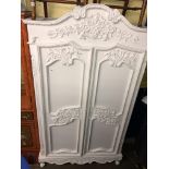 WHITE PAINTED CARVED ARMOIRE