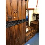 OAK CARVED THREE PIECE BEDROOM SUITE