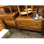 OAK DRESSING TABLE AND THREE DRAWER CHEST