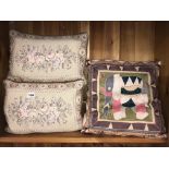 DECORATIVE SCATTER CUSHIONS, PATCHWORK TYPE QUILT,