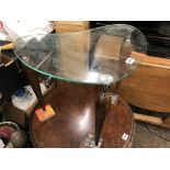 GLASS TOPPED KIDNEY SHAPED OCCASIONAL TABLE