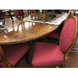 BIEDERMEIER STYLE OVAL MAHOGANY EXTENDING TABLE AND EIGHT UPHOLSTERED CHAIRS